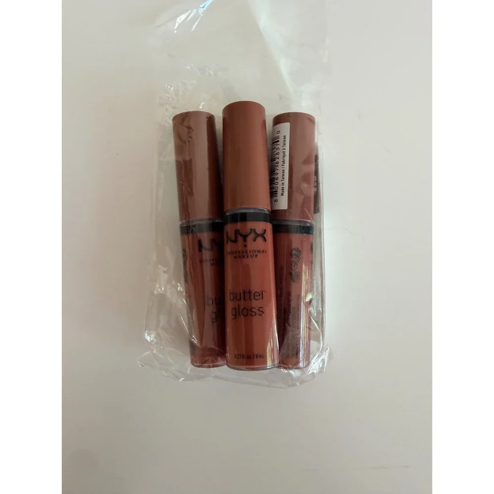 NYX Butter Gloss Lip Gloss Set 3pc Praline BLG16 Nude Brown NEW NWT